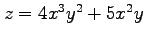 $ z=4x^3y^2+5x^2y$