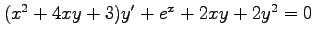 $ (x^2+4xy+3)y'+e^x+2xy+2y^2=0$