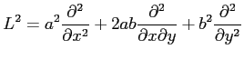 $ \displaystyle{
L^2=
a^2\frac{\partial^2}{\partial x^2}+
2ab\frac{\partial^2}{\partial x\partial y}+
b^2\frac{\partial^2}{\partial y^2}
}$