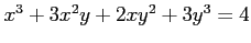 $ x^3+3x^2y+2xy^2+3y^3=4$