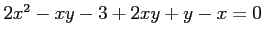 $ 2x^2-xy-3+2xy+y-x=0$