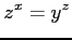 $ \displaystyle{z^x=y^z}$