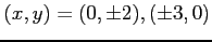 $\displaystyle (x,y)=(0,\pm2),(\pm 3,0)$