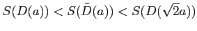 $\displaystyle S(D(a))<S(\tilde{D}(a))<S(D(\sqrt{2}a))$