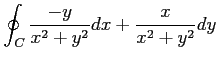 $ \displaystyle{\oint_{C}\frac{-y}{x^2+y^2}dx+\frac{x}{x^2+y^2}dy}$