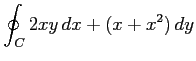 $ \displaystyle{\oint_{C}2xy\,dx+(x+x^2)\,dy}$