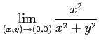 $ \displaystyle{\lim_{(x,y)\to(0,0)}\frac{x^2}{x^2+y^2}}$