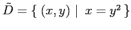 $ \tilde{D}=\left\{\left.\,{(x,y)}\,\,\right\vert\,\,{x=y^2}\,\right\}$