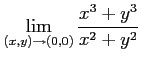 $ \displaystyle{\lim_{(x,y)\to(0,0)}\frac{x^3+y^3}{x^2+y^2}}$