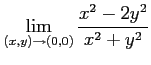 $ \displaystyle{\lim_{(x,y)\to(0,0)}\frac{x^2-2y^2}{x^2+y^2}}$