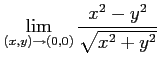 $ \displaystyle{\lim_{(x,y)\to(0,0)}\frac{x^2-y^2}{\sqrt{x^2+y^2}}}$