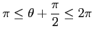 $ \displaystyle{\pi\le\theta+\frac{\pi}{2}\le2\pi}$