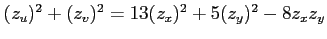 $ (z_u)^2+(z_v)^2=13(z_x)^2+5(z_y)^2-8z_xz_y$