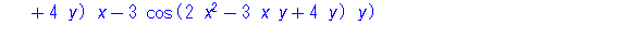 exp(x-y)*(sin(2*x^2-3*x*y+4*y)+4*cos(2*x^2-3*x*y+4*y)*x-3*cos(2*x^2-3*x*y+4*y)*y)