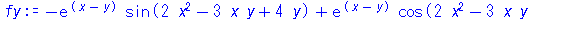 -exp(x-y)*sin(2*x^2-3*x*y+4*y)+exp(x-y)*cos(2*x^2-3*x*y+4*y)*(-3*x+4)