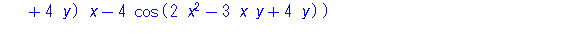 -exp(x-y)*(sin(2*x^2-3*x*y+4*y)+3*cos(2*x^2-3*x*y+4*y)*x-4*cos(2*x^2-3*x*y+4*y))