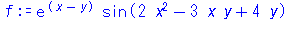 exp(x-y)*sin(2*x^2-3*x*y+4*y)